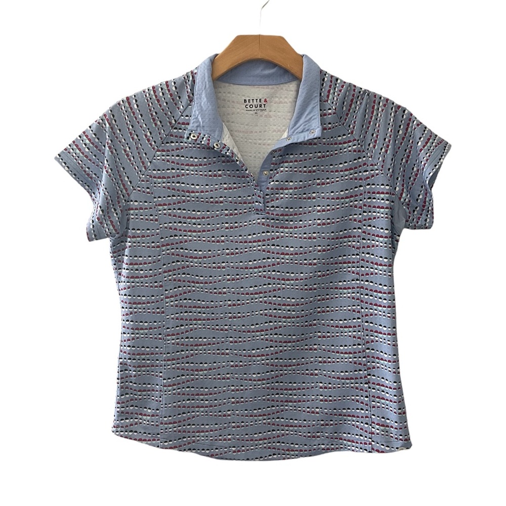 BETTE & COURT Woman’s Blue Golf Polo Shirt Size Medium